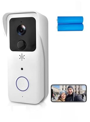 BINGNU Sonnette vidéo, Sonnette vidéo WiFi 5G 2.4G 1080P Tuya Smart Interphone extérieur sans Fil étanche Caméra Sonnerie(White Option 1)