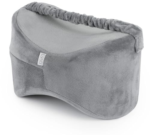 LIVIVO Comfortable Memory Foam Leg Knee Pillow Orthopaedic Reduce Sciatica Pain Relief Therapy Back Hip and Joint Pregnancy Cushion Support With Washable Cover & Elastic Strap For Side Sleepers