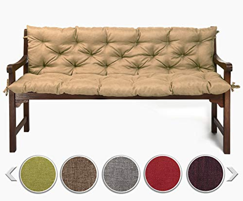 sunnypillow Cuscino per Panca da Esterno e Interno - 100 x 50 x 50 cm - Cuscini per Altalena, Balcone - Panchina da Giardino per Sedia - Seduta e Schienale per Mobili da Giardino - Beige