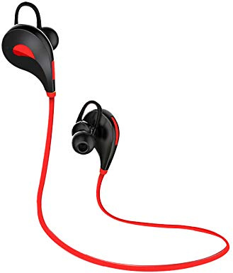 Auriculares Bluetooth Deportivos para HTC U12 + Smartphone inalámbrico Botón Sonido Kit Manos Libres Auriculares Universal (Rojo)
