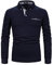 APAELEA Men Polo Shirt Long Sleeve Cotton Golf T-Shirt Casual Tops,Navy Blue,L