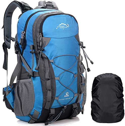 A AM SeaBlue Wasserdichter Wanderrucksäcke 40L Leicht Outdoor Rucksack Trekking Rucksäcke Herren Damen Reiserucksack für Klettern Camping Reiten Sports Reisen Angeln Freizeit Tagestouren, Blau