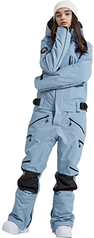 Women and Men's Ski Suits One Piece Jumpsuit Winter Outdoor Waterproof Warm Snowsuits(72blue,L)
