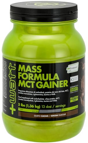 Mass Formula MCT gainer - Sostegno per i Tuoi Workout Più Intensi - Formato: 3 lb (1,36 kg) - Gusto Cacao