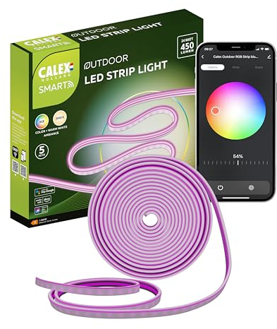 CALEX Smart Outdoor LED Streifen 5M, DIY RGB Aussen Strip, App-Steuerungg, Bluetooth, Wasserdicht Lichtband