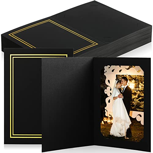 Fainne 100 Pcs Photo Folders for 4x6 or 5x7 Pictures Photo Frame Note Cards Paper Greetings Cardboard Picture Frame Inserts Cards Picture Insert Notecard for Portraits