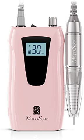 MelodySusie Professionell Nagelfräser, SC320D 30000 U/min Elektrische Nagelfeile Wiederaufladbar Tragbar Akku Maniküre Pediküre Maschine Fräser mit 6 Bits- Ideal für Studio/Salon (Rosa)