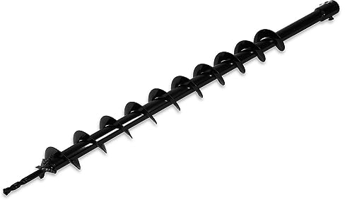 EBERTH Sinfín de Tierra de Acero para Ahoyadora y Compactadora de Tierra, Diámetro 60 mm, Longitud 800 mm, Soporte 20 mm, Sinfín de Jardín Lacado en Negro, Filo de Corte de 45°