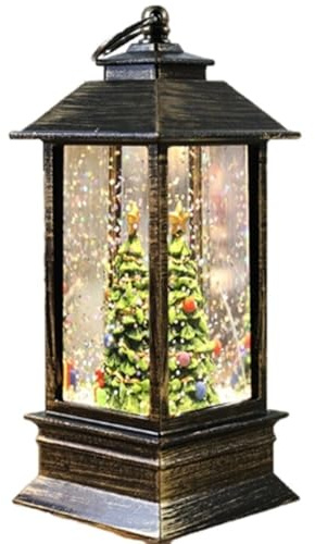 Lanterna natalizia con girandola ad acqua glitterata - Luce LED for interni - Babbo Natale/pupazzo di neve/angelo/albero di Natale for bambini, decorazioni con figure in resina - Lampada festiva ( Col