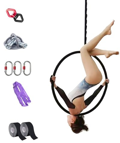 Aerial Hoop Lyra Große Gymnastikstange Akrobatischer Luftreifen mit Anti-Rutsch-Band, Einzelner Punkt Aerial Yoga Ringe für Gewichtsverlust Tanz Fitness-Training, Edelstahl-Yoga-Stretching-Band ( Colo