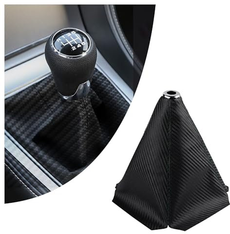 GTLM Staubdichte Auto Schaltsack,Schützt den Schaltknauf Abdeckung und Dekoriert das Auto Zubehör Innenraum,Universal Schaltknauf Überzieher für Manuellen Getriebe (Kohlefaser)