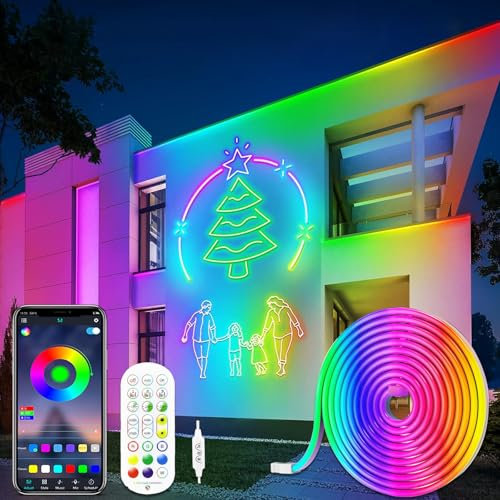 DTQJ LED Lights,5M Led Strip Light RGBIC Neon Rope,Colour Changing Music Synchronised Lighting Lights, Flexible Led Strips Rope for Speciality & Decorative Lighting,Outdoor,Home Decor