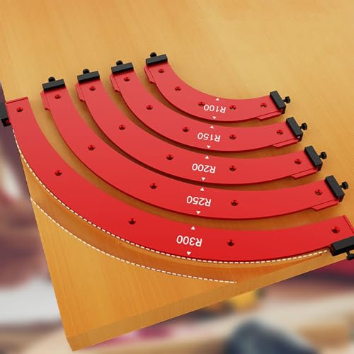 Round Corner Radius Templates, Woodworking Corner Routing Guide R100 R150 R200 R250 R300 Curve Guide Cabinet Edge Trimming Aluminum Router Corner Template (Set)