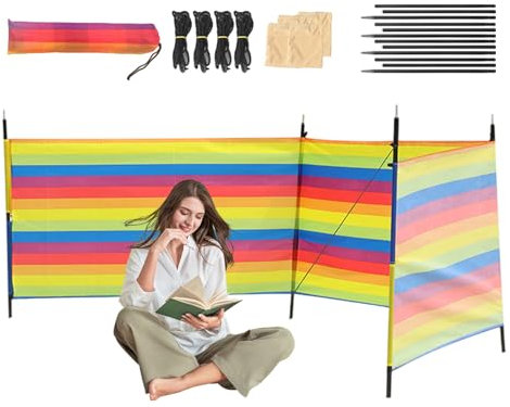 Strandwindschutz, Windblocker, Sonnenschutz, Campingunterstand, tragbares Design, S/M/L, inklusive Stangen und Tragetasche, ideal für Angelausflüge, Picknicks im Freien, Grill-Setups