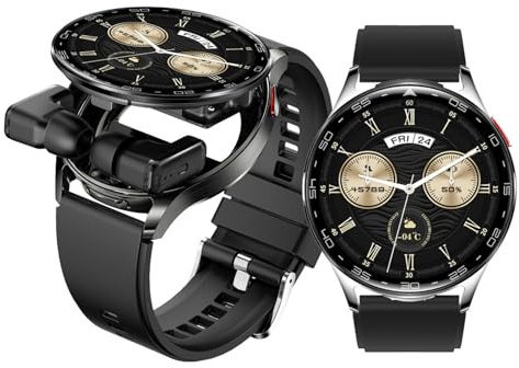 Garsent Orologio Intelligente con Auricolari, Smartwatch Bluetooth da 2 in 1 con Auricolari di Riduzione del Rumore AI, Chiamata Bluetooth, Orologio Idoneo Sportivo IP67 a Prova D'acqua (SILVER)