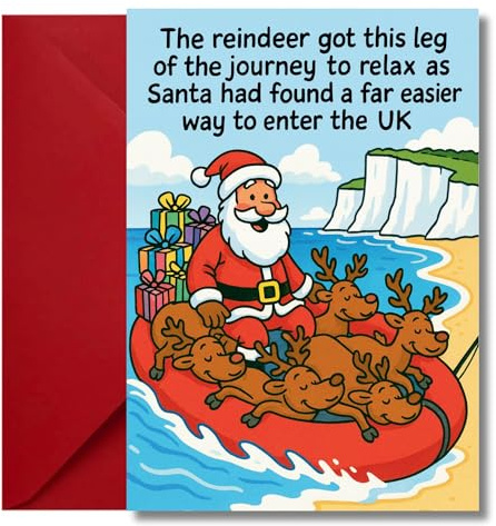 LimaLima Funny Christmas Card Rude Xmas Santa & Reindeer Design Perfect For Men Women Him Her Friends Family & Work Colleagues