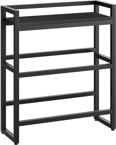 HOOBRO Scaffale per Casse a 3 livelli, per 4 casse, Robusto Scaffale Portabottiglie con Ripiano, Supporto per Cassette, 50 kg/Livello, Cucina Garage Negozio, Nero EBB103CJ01