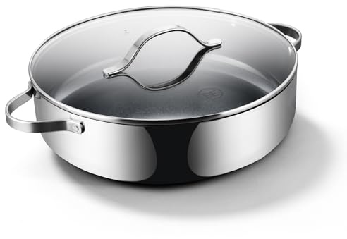 Be Living Edelstahl-Bratpfanne mit Deckel – Ø 32 cm – Sauteuse – Keramik-Bratpfanne – Induktionspfanne – PFAS-frei, antihaftbeschichtet – Essential Series