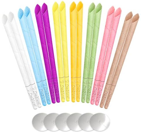 Set di 16Candele per Orecchie,Rimozione del Cerume Con 6 Dischi Protettivi,8 Colori,Candele Dell'orecchio,Candele AuricolariTappi di Cerume,Dischi Protettivi Per Orecchie Bloccate,multicolored