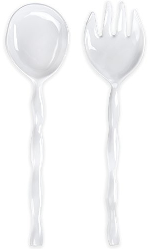 Q Squared Ruffle Melamine Salad Servers, Set of 2; 1 Salad Spoon, 1 Salad Fork