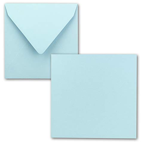 Quadratisches Einzelkarten-Set - 15 x 15 cm - mit Brief-Umschlägen - Hellblau - 50 Stück - für Grußkarten & mehr - FarbenFroh by GUSTAV NEUSER