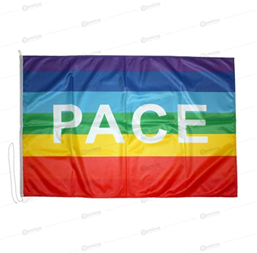 Bandiera della Pace 70x100cm in Tessuto Nautico Antivento 115g/m², Lavabile, Con Cordino, Cucitura Perimetrale e Fettuccia di Rinforzo