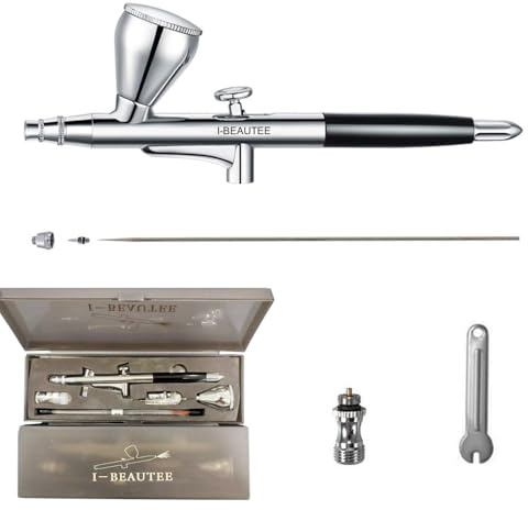I-BEAUTEE Gravity Airbrush Pen with 0.3mm Needles Optional (&0.5) Dual Action for Nail Makeup Painting Tattoo