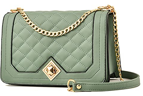 Travistar Crossbody Bag Ladies Fashion Shoulder Bag Small for Women PU Leather Waterproof Handbags with Chain Strap Casual Messenger Bags, Green