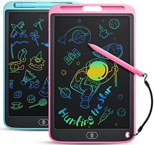 2 Pack LCD Writing Tablet Kids, 10 Inch Portable Drawing Tablet for kids, Erasable Doodle Board Drawing Pad, Learning Educational Toys Easter Gifts for Age 3 4 5 6 7 8 Year Old Girls Boys, Blue/Pink