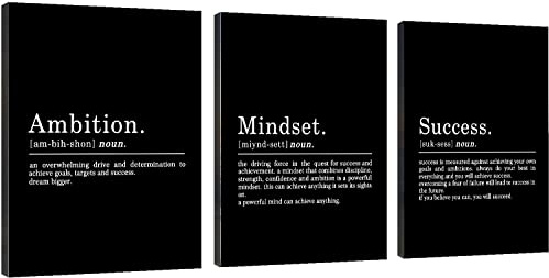 Inspirational Canvas Painting Wall Art -EPHANY ART,Mindset Quotes Prints, Success Framed Entrepreneur Poster Positive Quotes Wall Poster for Home Office Workplace (M-3pcs,12x16inchx3pcs)