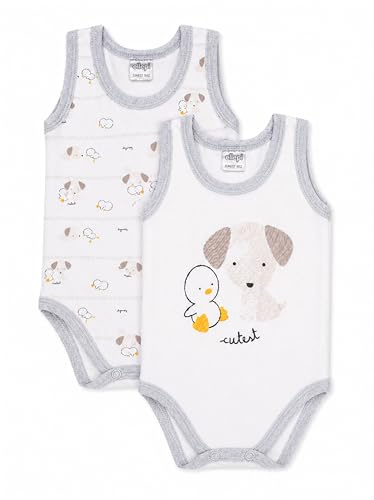 Ellepi Body för nyfödd 100 % bomull med bred axel 2-delat set, unisex babyunderkläder mjuk och andningsbar för känslig hud, rosa ljusblå neutral himmel, daglig användning, Neutral, 4 anni, 104cm