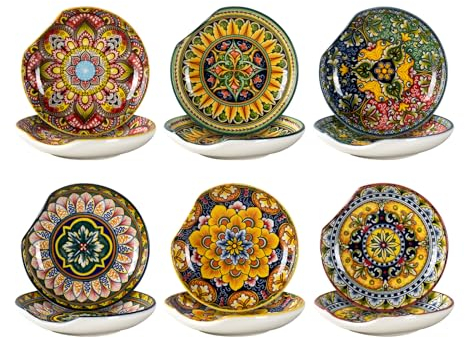 Saucenschalen, Snack Schüssel für Sushi, Sauce, Snack und Soja - Bunte Dekorative Handarbeit Schalen - 11.6cm, Fingerfood | Tapas Schalen