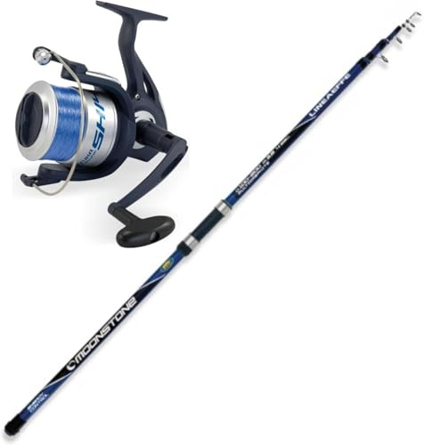 Canna Pesca Surfcasting Mare Storione Kit Con Mulinello E Filo