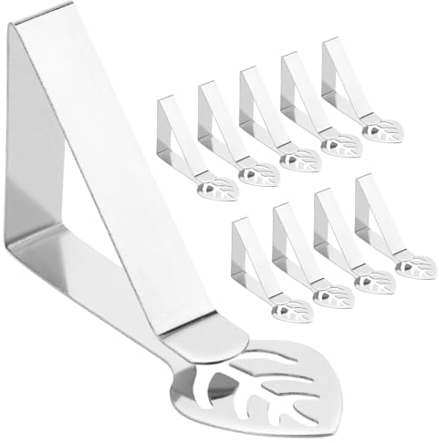 Amaxiu 10 Stück Tischdeckenhalter Klammern, Blattform Picknick Tischdeckenklammern Edelstahl Tischdeckenklemmen strapazierfähig Dicke Tischklammer Tischabdeckungshalter für Zuhause Terrasse Party