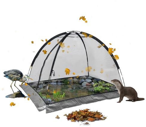 Pond Net Covers Dome for Outdoor Ponds 7X5 FT Garden Cover with Zipper & Stakes Premium Nylon Material Fish Pond Leaf Netting Cover Dome Net