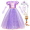 ZaisuiFun Fille Déguisement Princesse Raiponce Robe Violet avec Accessoires Perruque pour Anniversaire Fête Carnaval Partie, 4-5 Ans