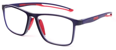 MMOWW Gafas de Lectura para Hombres Mujeres Deportivo TR90 Bloqueo a Luz Azul Ultraligero Montura Rectangular Cómodo Trabajo Lectura (Rojo, +2.0)