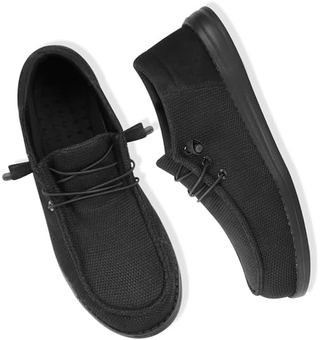 CATOE Steel Toe Shoes for Men Lightweight Loafers Slip On Safety Work Shoes Composite Toe Comfortable Non Slip Tennis Dress Sneakers Black