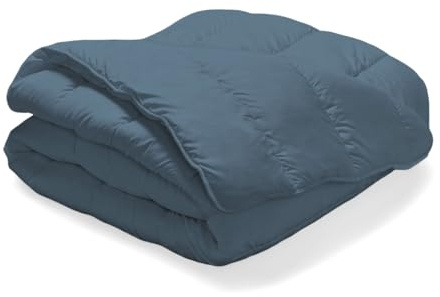 Bleu Calin Couette Tempérée Cocooning 140x200 cm pour Lit 1 Personne 90x190 cm, Édredon 350g/m², Couette Toutes Saisons en Microfibre Ultra Douce, Fabriquée en France, Certifiée Oeko-Tex, Bleu