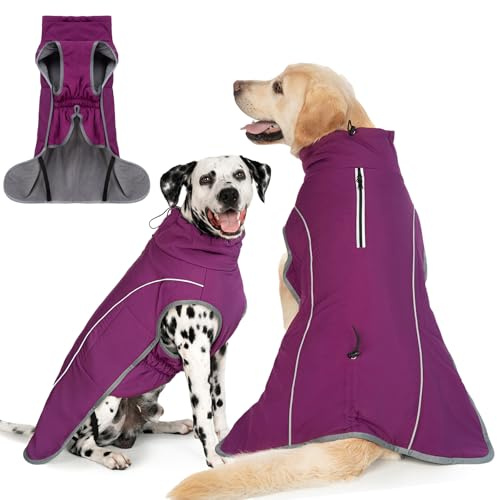 Cyponpy Giacca per cani impermeabile foderata in pile per cani cappotti impermeabili riflettenti con cerniera per imbracatura cappotti caldi con ventre giacca invernale regolabile impermeabile caldo