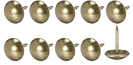 QUARKZMAN Puntine Tappezzeria Chiodi (12x17x3mm) 50pz Ferro Rotondo Punti a Pressione - per Costruzione Casa Cucina Mobili Bronzo Tonalità