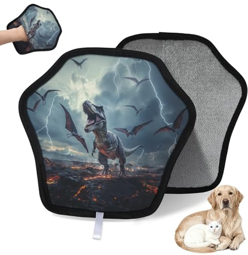 WowPrint T-rex Gant d'épilation de poils d'animaux de compagnie pour chat et chien - Réutilisable - Électrostatique - Brosse pour canapé, vêtements, tapis, meubles, siège de voiture