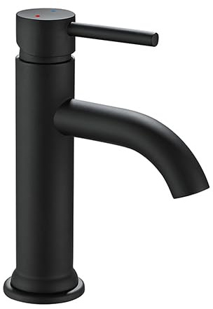 Edouard Rousseau – Mitigeur Lavabo ILO SMALL Noir – Bec Fixe – Aérateur Invisible (Noir)