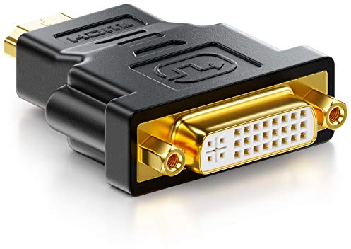 deleyCON Adaptateur DVI-HDMI - DVI Femelle - HDMI Mâle Adaptateur Vidéo Universel 1920x1200 Full HD 1080p - Noir