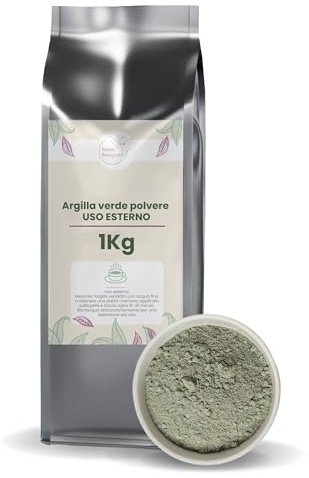 PATRIZIO BRESEGHELLO - Argilla Verde Ventilata per Uso Esterno 1 kg - Argilla Verde in Polvere - Polvere per Maschera Viso Esfoliante e Depurativa