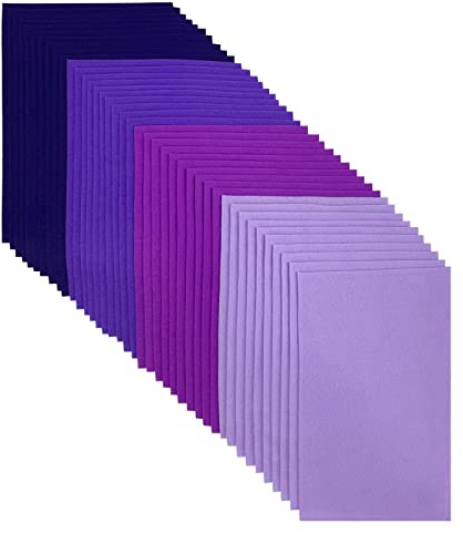 Farbige Filz, 1,4 mm Stark Filzstoff, 20 x 30 cm Weicher Bastelfilz zum Basteln, 40 Stück Filzblätter für Handarbeit DIY-Nähprojekt (lila Serie)