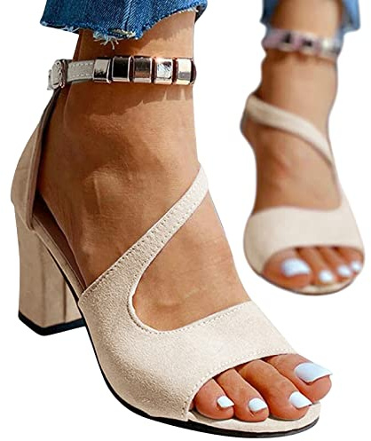 Sandalias con tacón para mujer Verano Vestido Zapatos de noche Sandalias de verano Elegantes Sandalias de verano con punta abierta Tacón alto Correas para fiesta Sandalias de mujer con hebilla Bombas