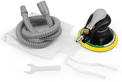 Mulcort Lijadora Orbital Neumática, Profesional Lijadora Neumática de 6 '' 13500 RPM Lijadora Aleatoria de Aire con Manguera y Bolsa Pulido Lijado para Automóvil Metal Madera Cera Metal Trabajo