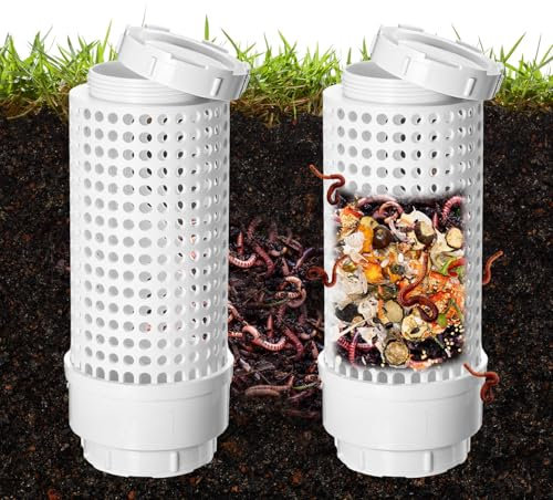 Blosssound 2 Pcs Inground Worm Composter Outdoor Farm Compost Bin Reducing Food Waste Composting Systems Sustainable Worm Composter for Raised Garden Beds at Home (10.24 x 4.33 x 4.33 Inch)