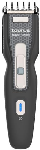 Taurus - Cortapelos Nixus Titanium | 8000 RPM | Cuchillas de Titanio | Safe Cut Button | con/sin Cable | 60 Min de Autonomía | Peine Guía Ajustable 1-18mm | Carga Rápida 1.5h | Estuche y Accesorios